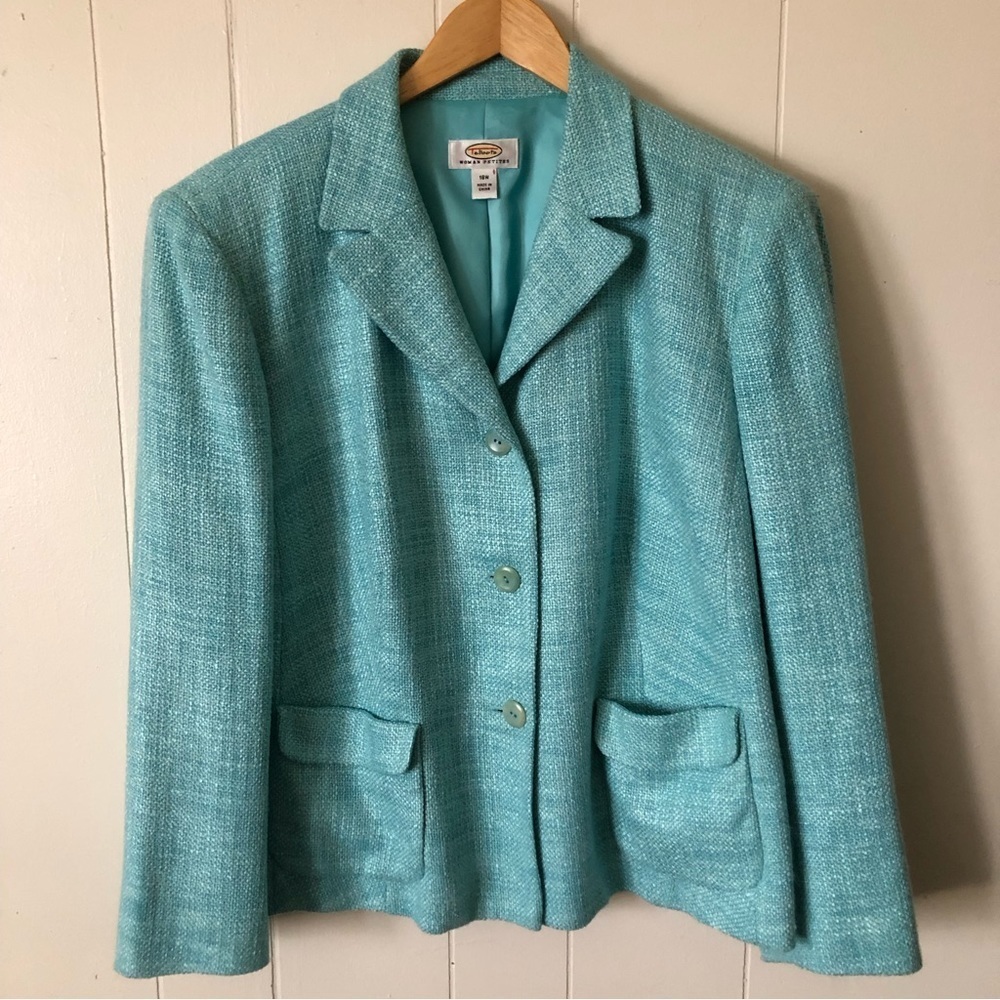Talbots Aqua Blue Tweed Blazer